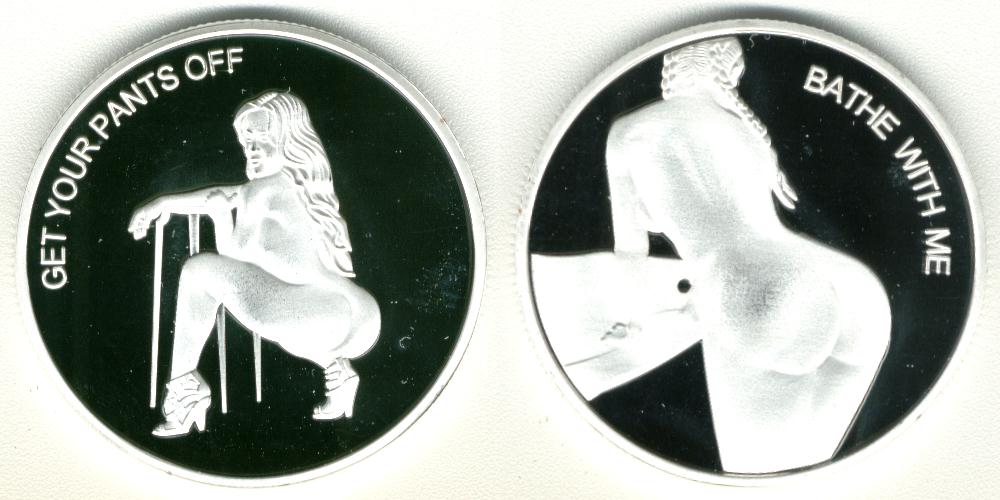 Heads - Tails Silver plated Get your Pants off - Bathe with me 