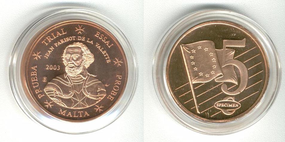 Malta 5 Cent 2003 Specimen Euro 