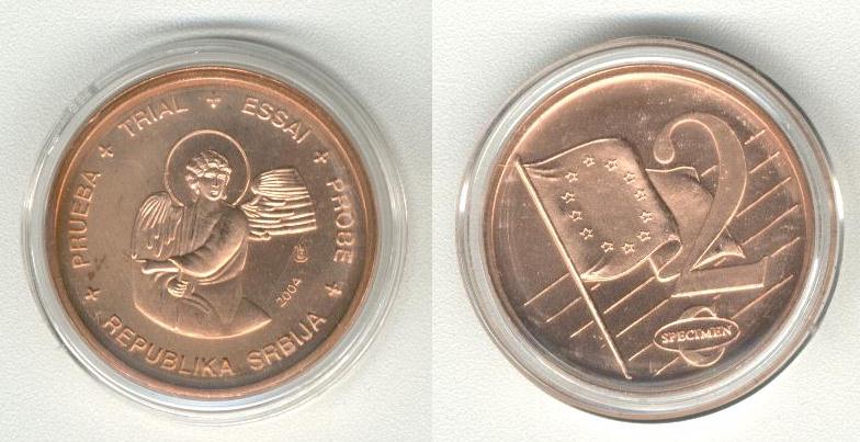 Srbija Serbia 2 Cent Specimen Euro 