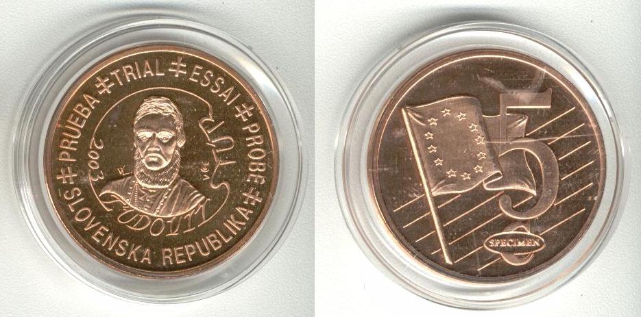 Slovenska 5 Cent 2003 Specimen Euro 