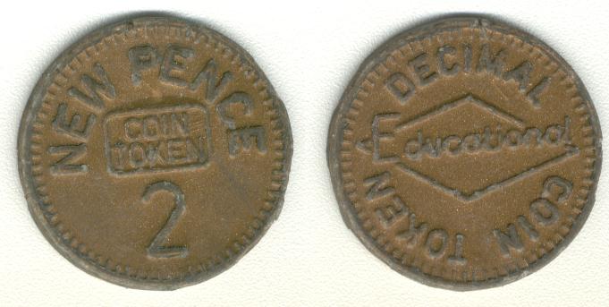2 New Pence Educational Coin Schoolgeld Leergeld 