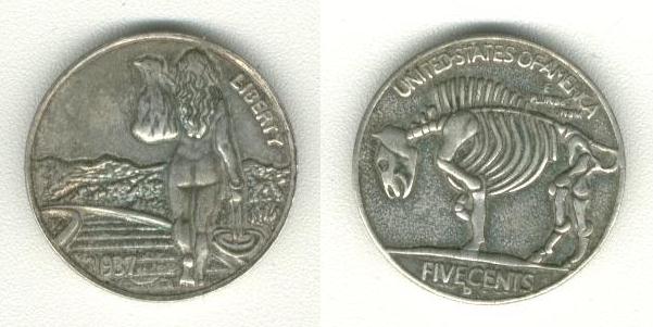 Hobo Nickel Five Cents 1937 naked girl 
