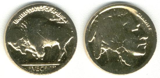 USA 5 Cents gold plated  