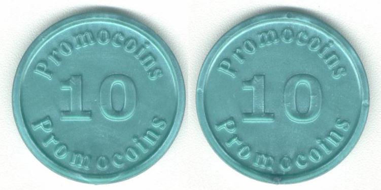 Promocoin groen diverse nummers 1-2-4-5-6-7-8-9-11-12-13 : 1 euro per stuk 