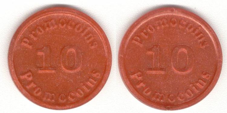 Promocoin rood diverse nummers 1-3-5-6-8-10-11-13-14-15-16-17-18-20-21-22-23-24-26-27 : 1 euro per stuk 