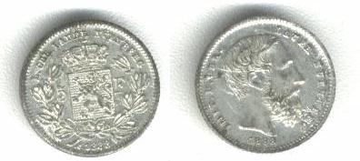 Lauer - Belgium 5 Frank 1888  